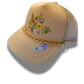 *Custom* Spring Garden Champagne Foam Trucker Hat with Gold Chain