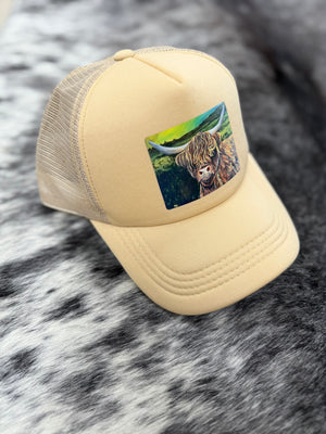 Highland Cow Painting - Foam Trucker Hat