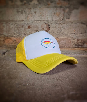 Bright Yellow Fishing Lure- Foam Trucker Hat