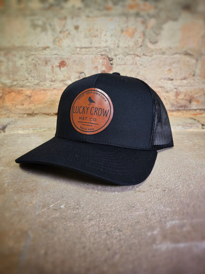 Lucky Crow Leather Patch Logo Hat