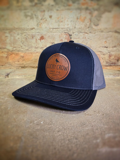 Lucky Crow Leather Patch Logo Hat