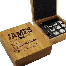 Titanium Whiskey Stone Set with Customizable Gift Box