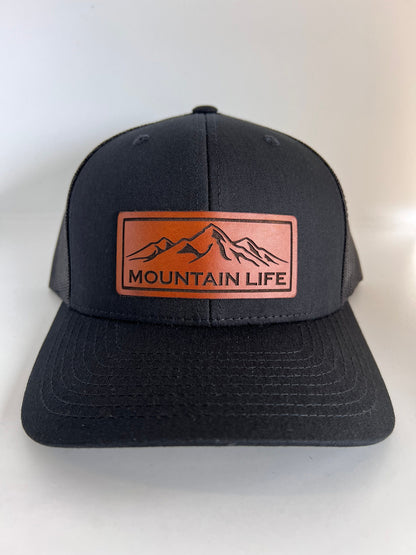 Christmas gift for dad hat | Mountain Life | Perfect gift for Adventure Seekers | Outdoor Life | Richardson 112 Leather Patch Hat