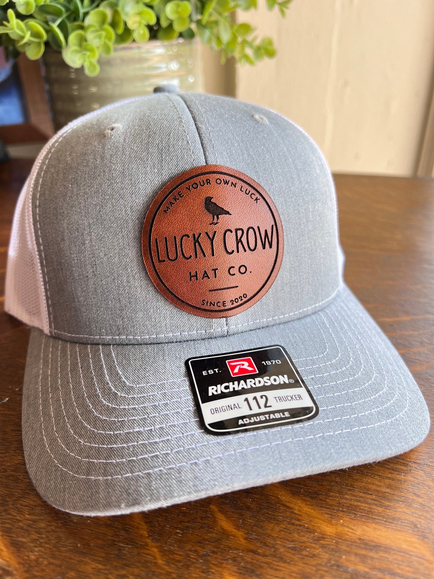 Lucky Crow Hat | Christmas Gift for Lucky Crow Supporters | Unique Lucky Crow Hat | Richardson 112 Leather Patch Trucker | Great Dad Gift.