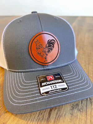 Rooster Hat | Perfect gift for Chicken/Rooster Enthusiasts | Outdoor Life | Richardson 112 Leather Patch Trucker Hat | Great Christmas Gift