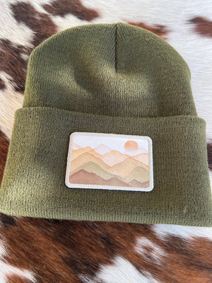 Mountain Scene Print Stitch Beanie |  Perfect Gift for Adventure Seeking Ladies and Fellas | Unique Christmas Gift | Mountain Sunrise