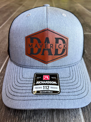 Custom Christmas gift for Dad hat. Richardson 112 leather patch trucker hat for Dad. Christmas gift for granpda. Fully customizable