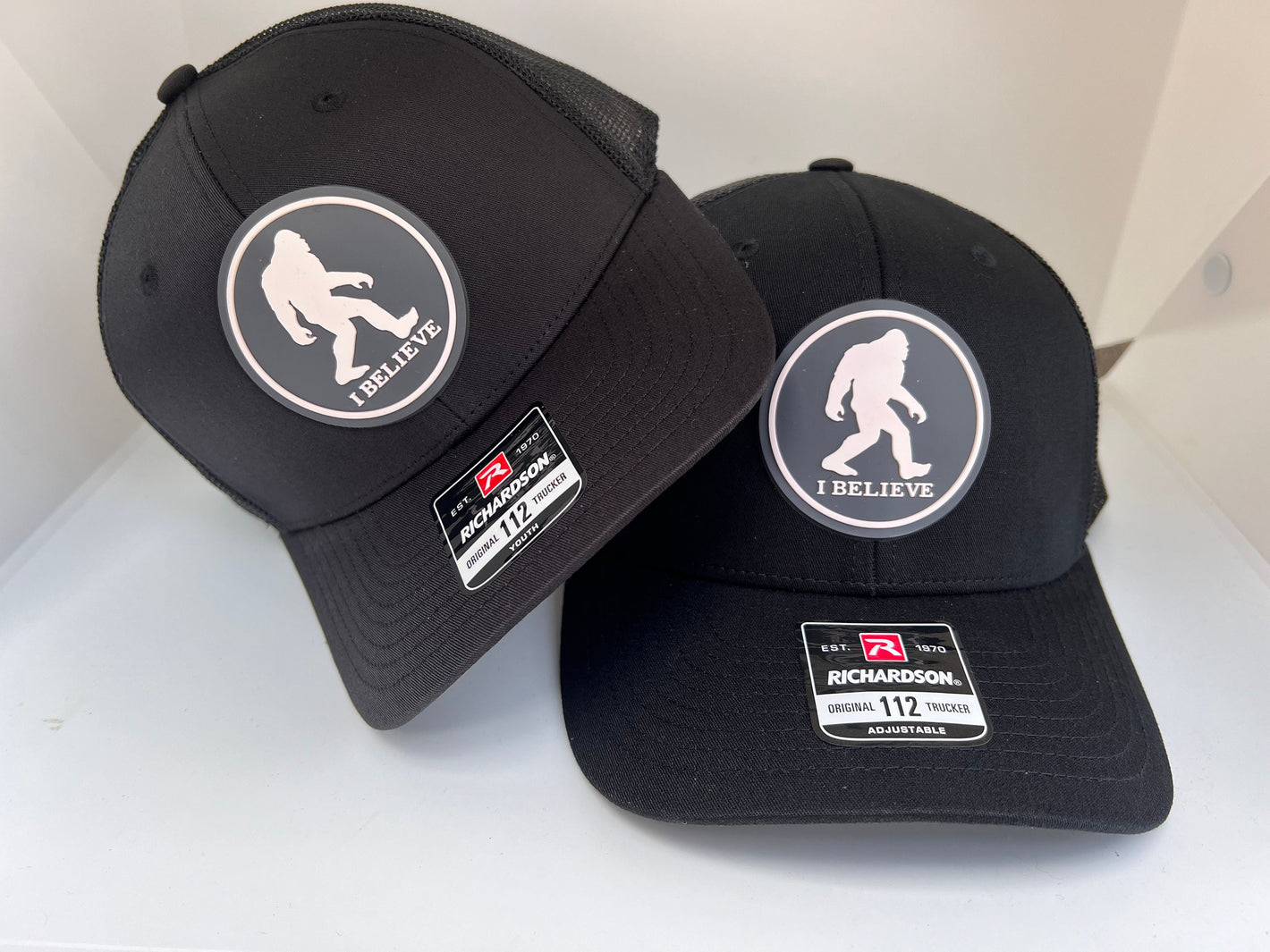 Father and son matching hats for Christmas dad gift, Richardson 112 youth hat, Dad and son Bigfoot matching hats